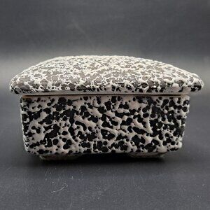 Kenwood Black White Speckle Confetti Ceramic Ashtray Or Cigarette Box Lidded